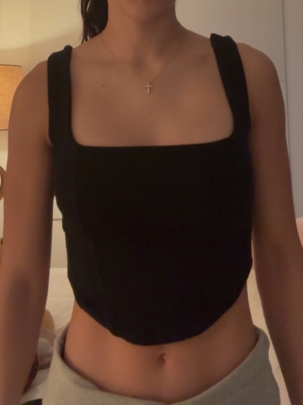 Cotton On Black Square-Neck Crop Top